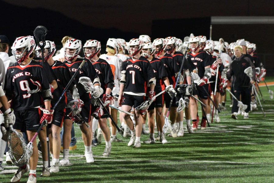 The Boys Lacrosse Team after their 13-5 win on April 29 against the Brighton Bengals.  Photo credit: Ben Crosby.