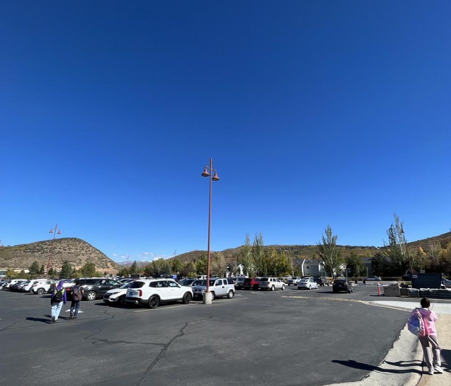 The PCHS Junior lot on a rare occasion where cars are not backed up trying to exit the lot.