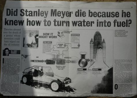 A newspaper excerpt that details Meyer's alleged water-powered car. Courtesy of The Classic Car Trust